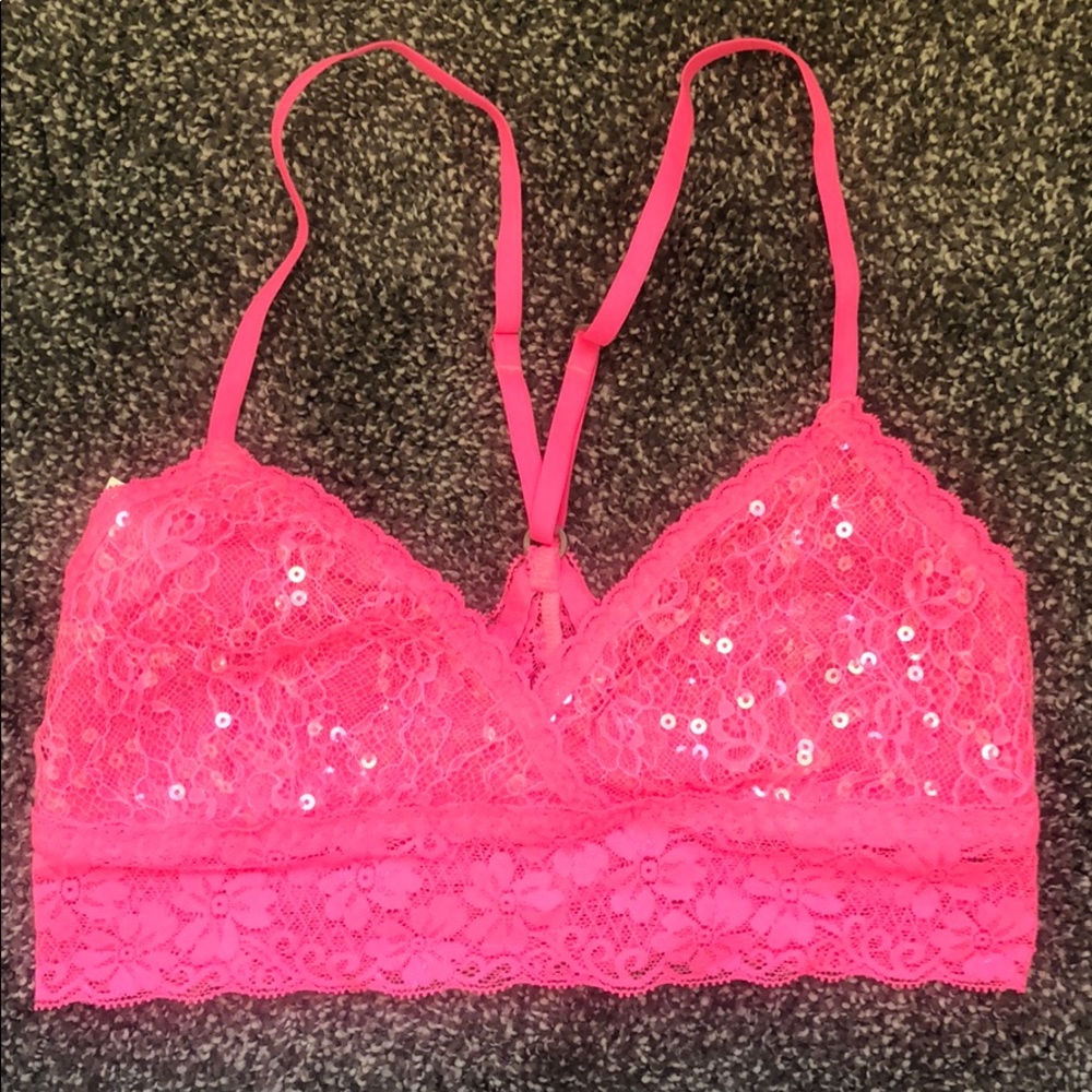 Gilly Hicks Racerback Hot Pink Sequins Bralette
